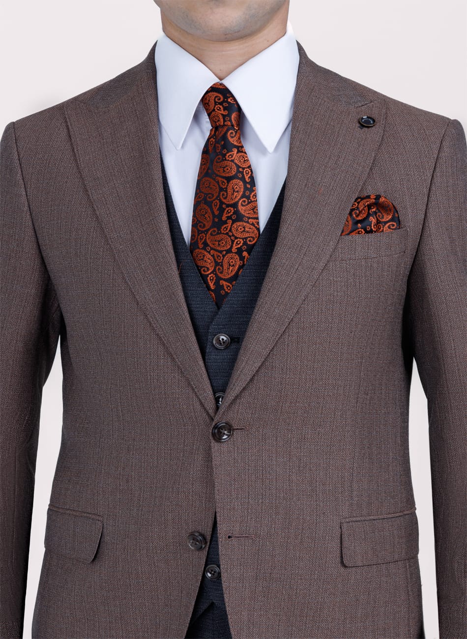 HOPSACK PEAK LAPEL SUIT