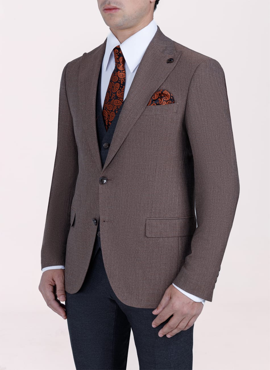 HOPSACK PEAK LAPEL SUIT