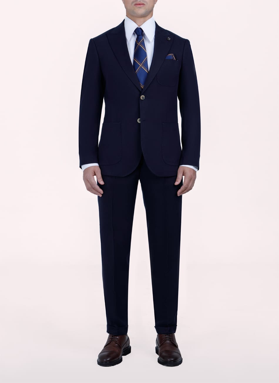 PLAIN PEAK LAPEL 100% TENCEL SUIT