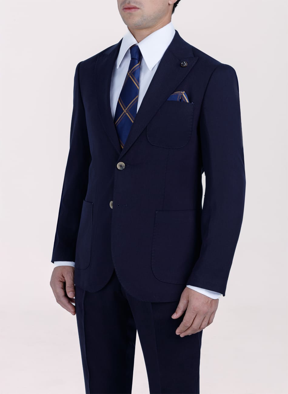 PLAIN PEAK LAPEL 100% TENCEL SUIT