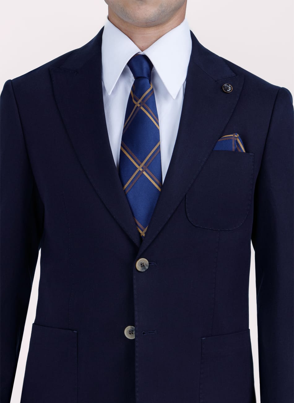 PLAIN PEAK LAPEL 100% TENCEL SUIT
