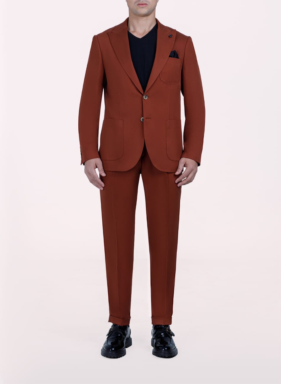 PLAIN PEAK LAPEL 100% TENCEL SUIT