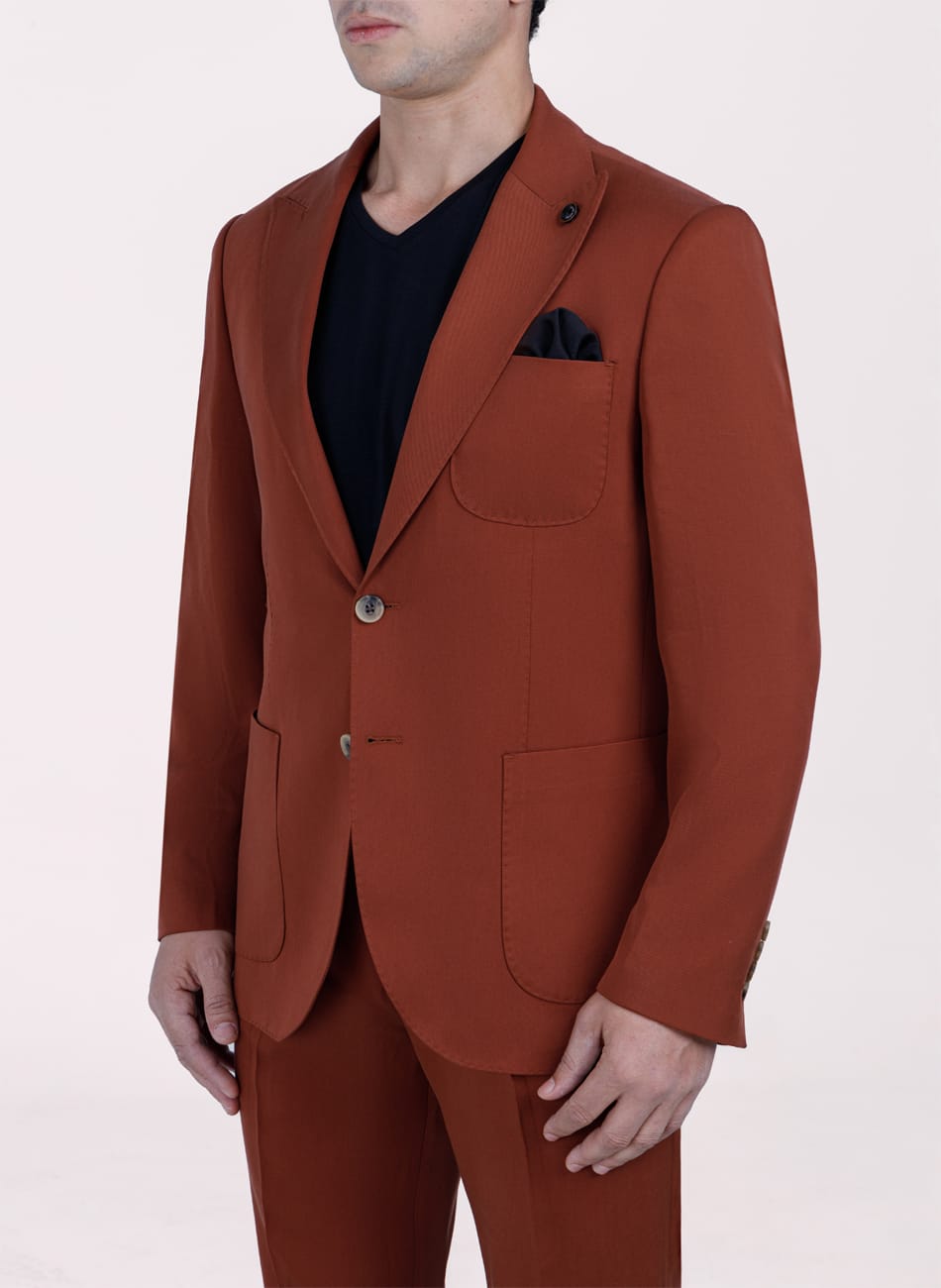 PLAIN PEAK LAPEL 100% TENCEL SUIT