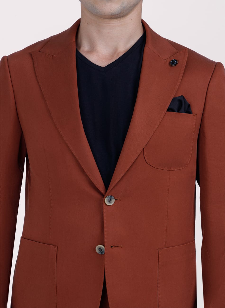 PLAIN PEAK LAPEL 100% TENCEL SUIT