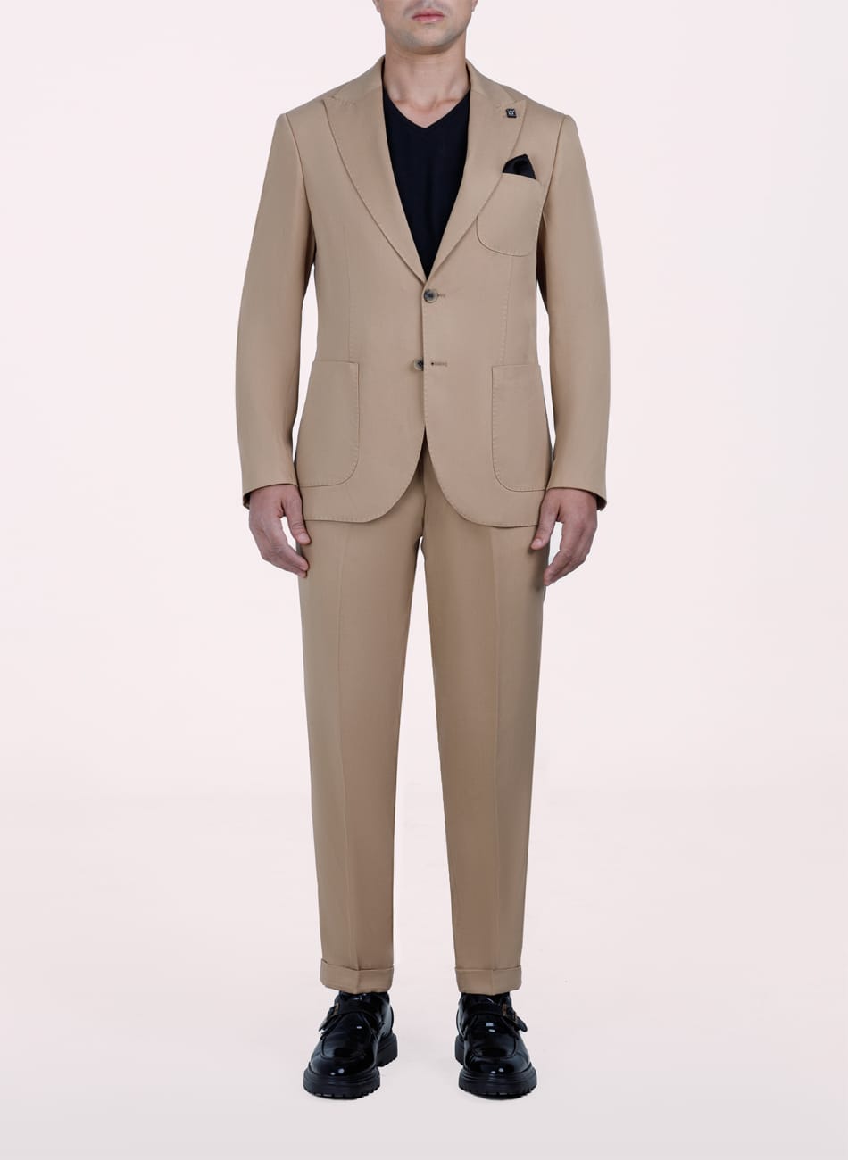 PLAIN PEAK LAPEL 100% TENCEL SUIT