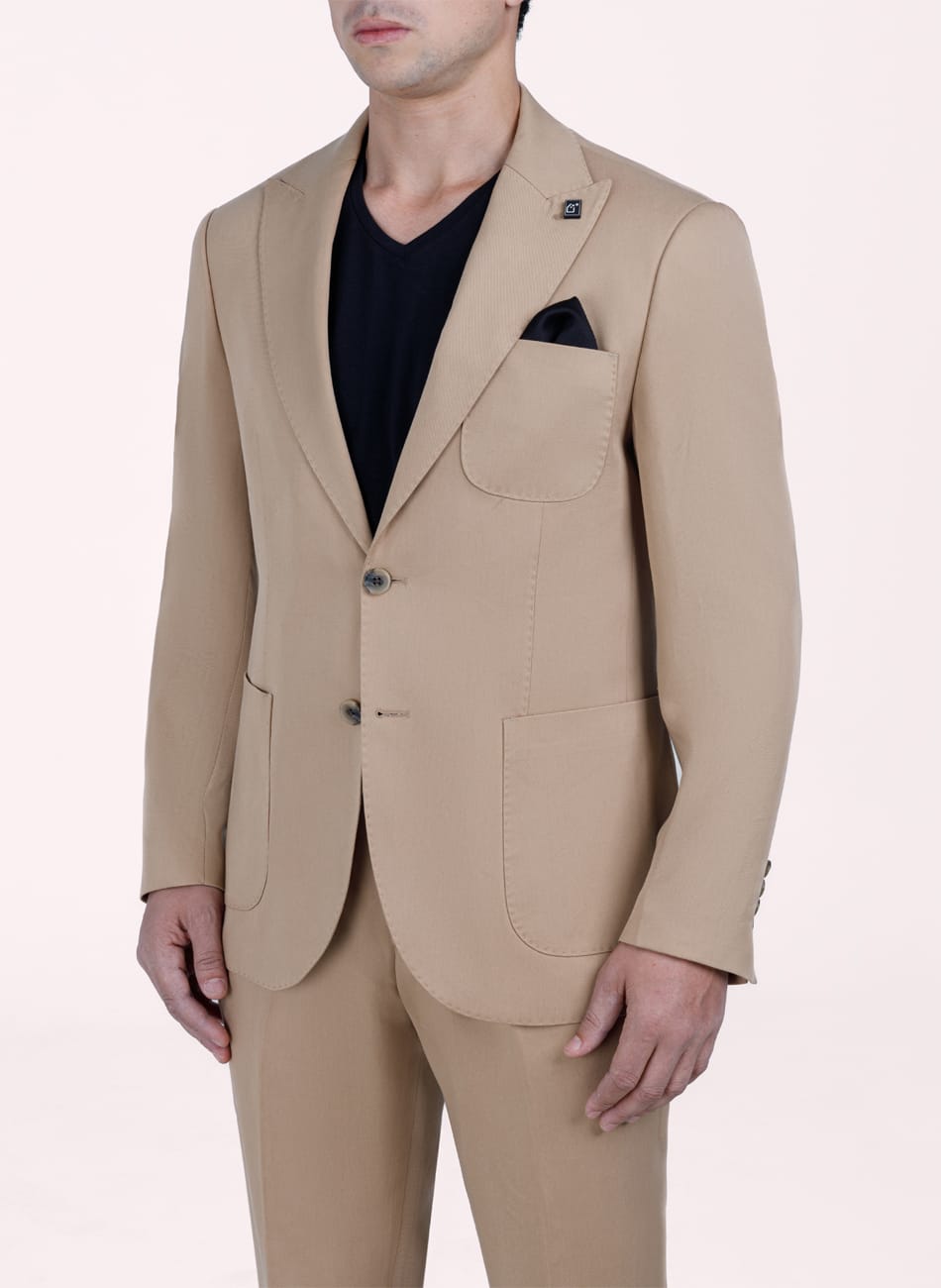 PLAIN PEAK LAPEL 100% TENCEL SUIT