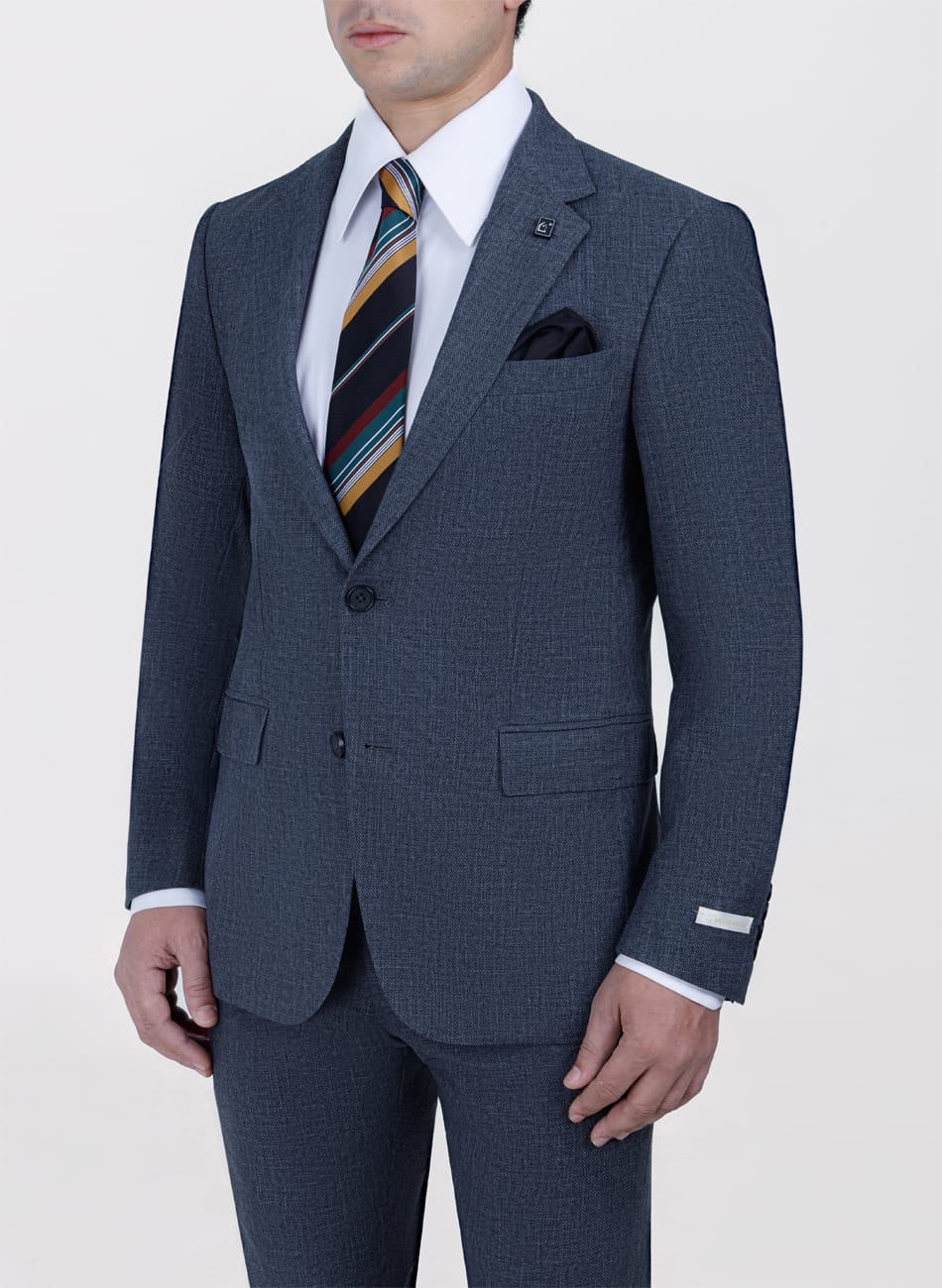 SHARKSKIN NOTCH LAPEL SUIT