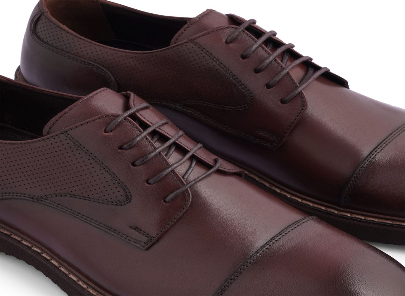 Image of Genuine Leather Plain Toe Derbys