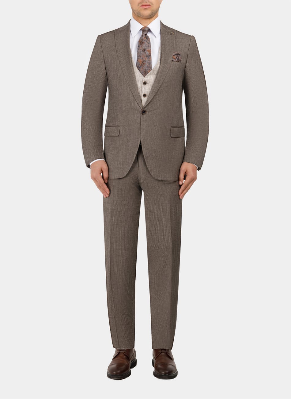 STRIPED PEAK LAPEL SUIT