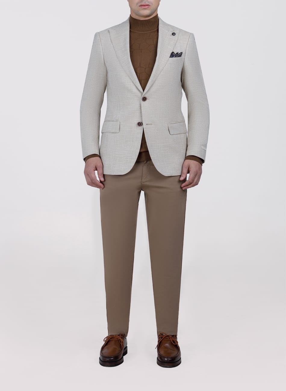 HERRINGBONE PEAK LAPEL  JACKET