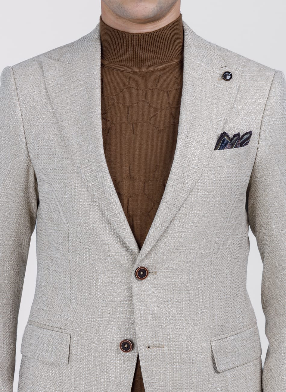 HERRINGBONE PEAK LAPEL  JACKET