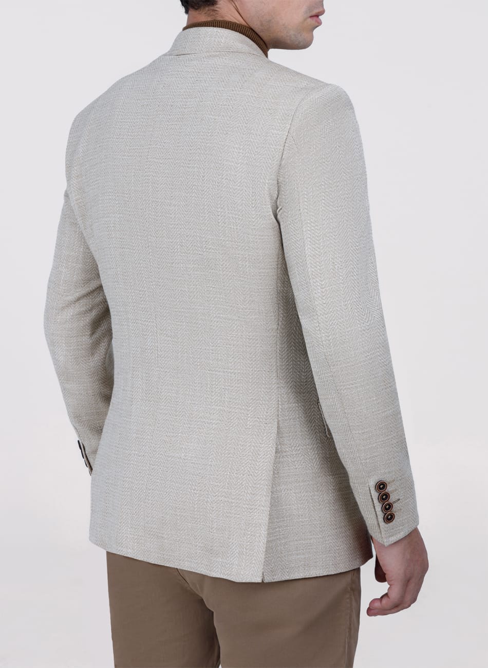 HERRINGBONE PEAK LAPEL  JACKET