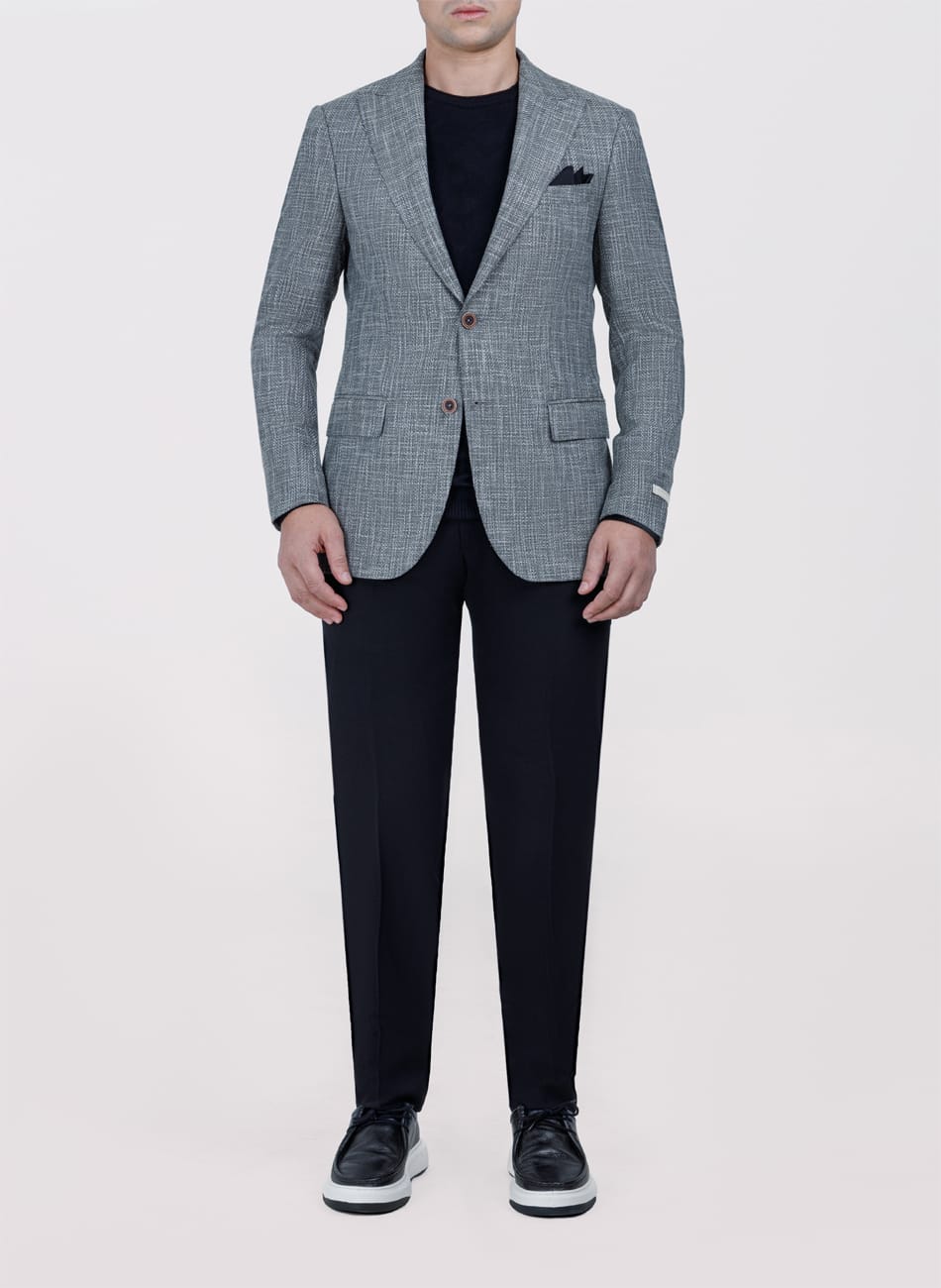 HERRINGBONE PEAK LAPEL  JACKET