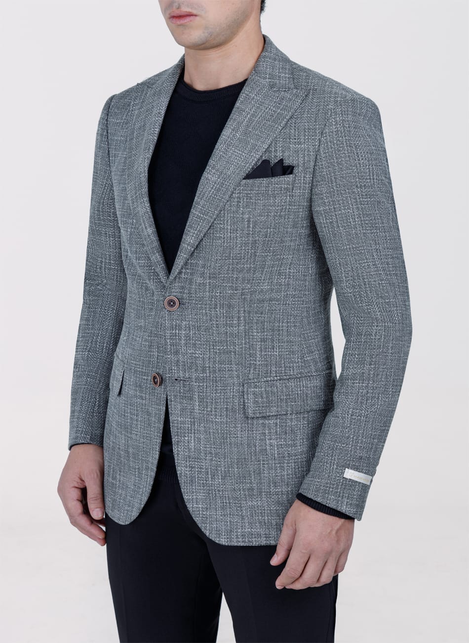 HERRINGBONE PEAK LAPEL  JACKET