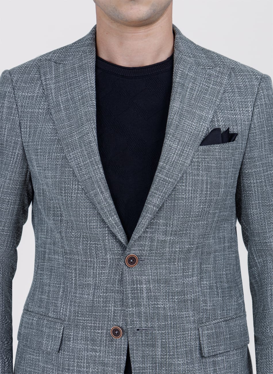 HERRINGBONE PEAK LAPEL  JACKET