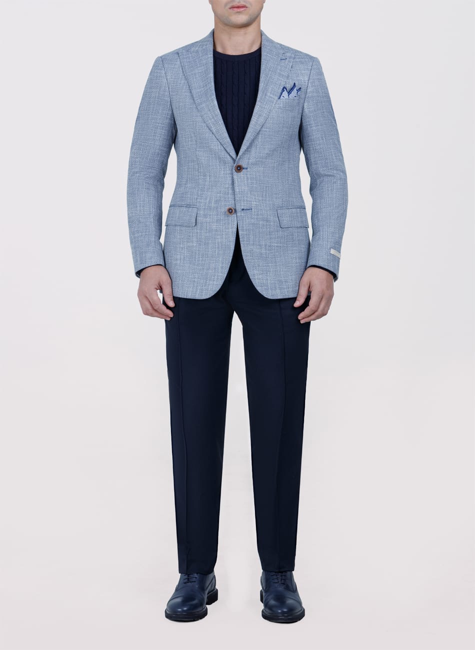 HERRINGBONE PEAK LAPEL  JACKET
