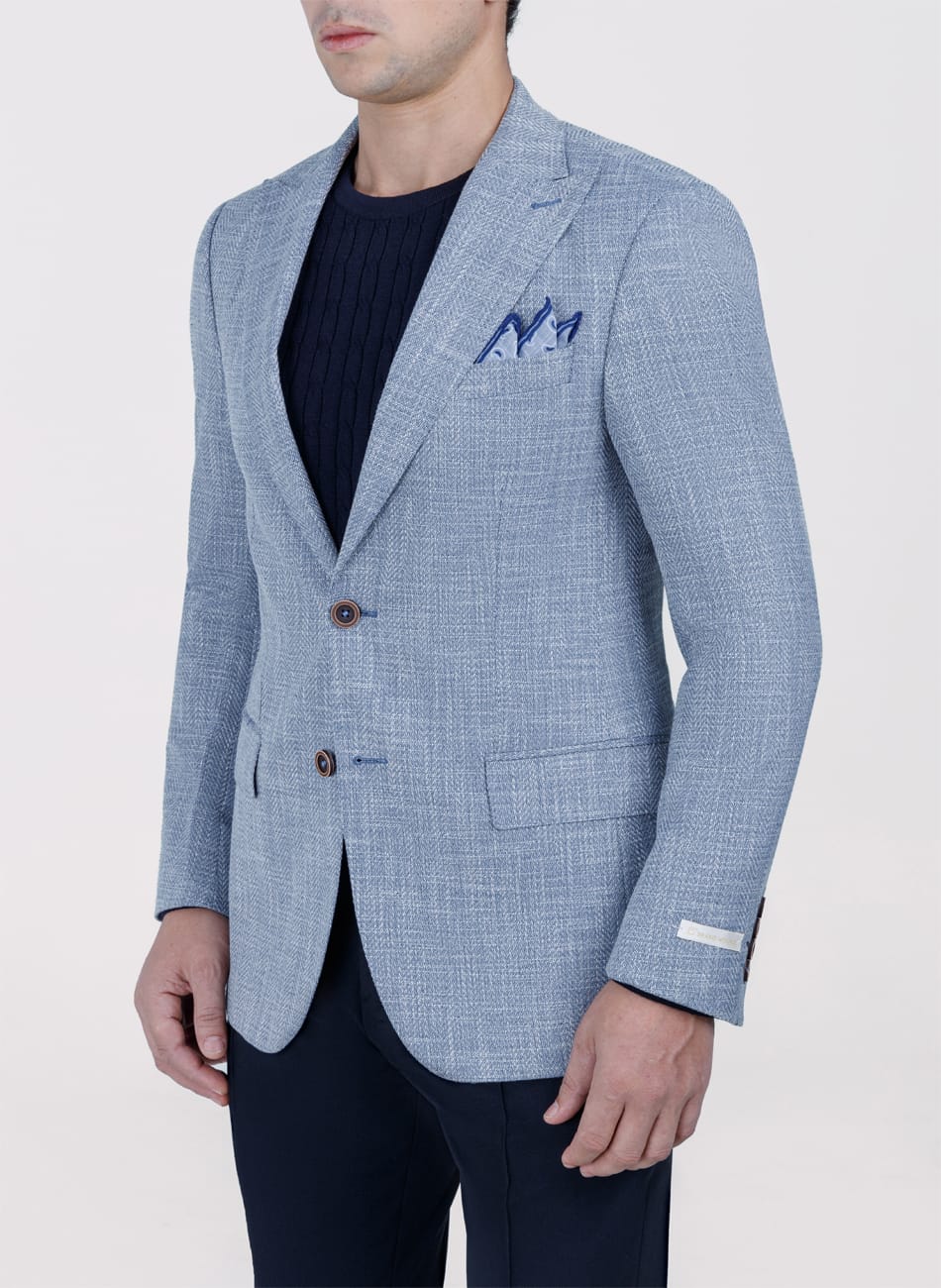 HERRINGBONE PEAK LAPEL  JACKET
