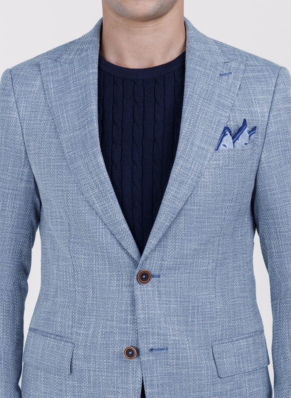 HERRINGBONE PEAK LAPEL  JACKET