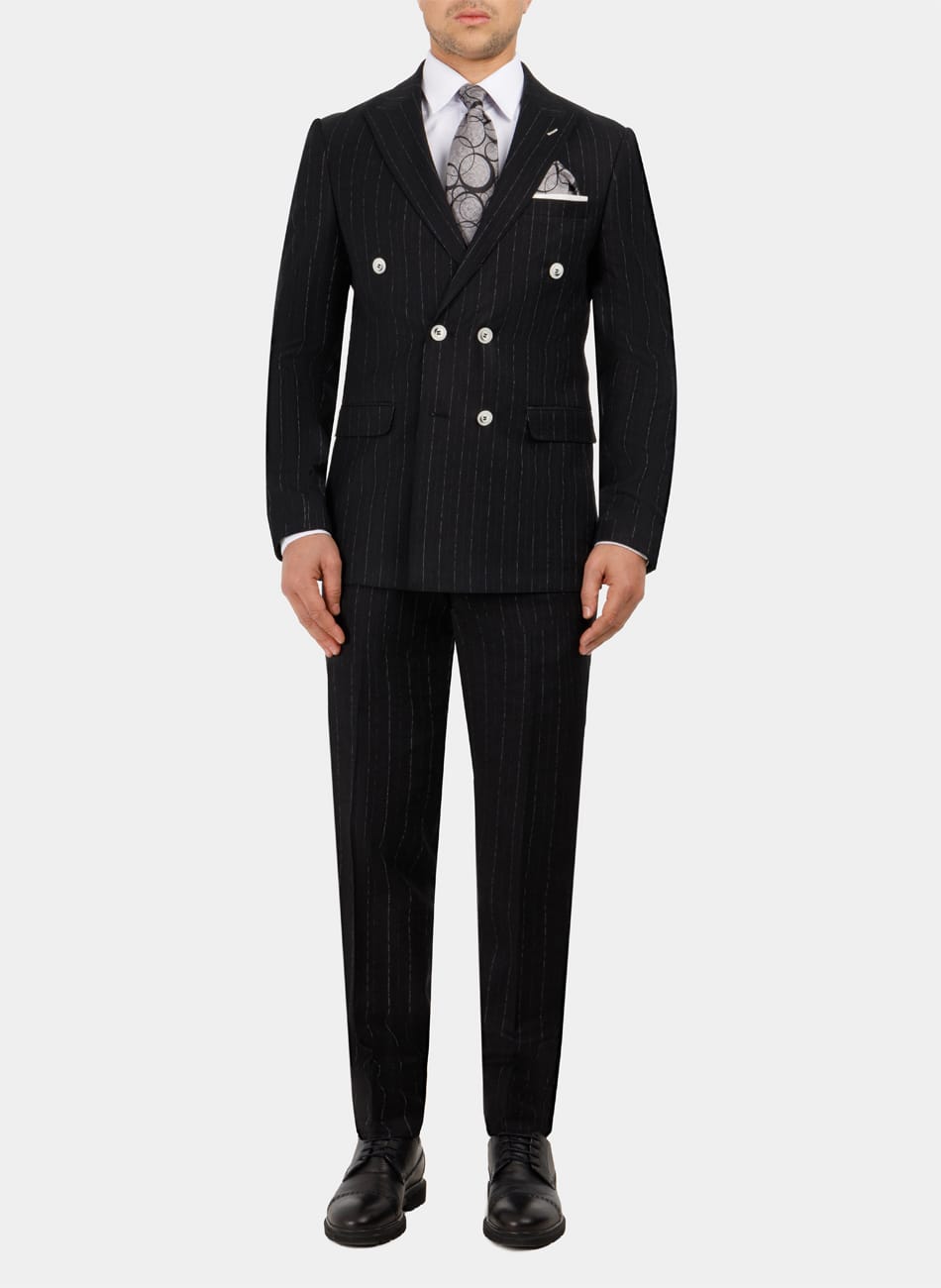 STRIPED PEAK LAPEL SUIT