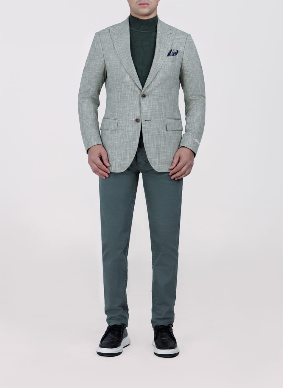 HERRINGBONE PEAK LAPEL  JACKET