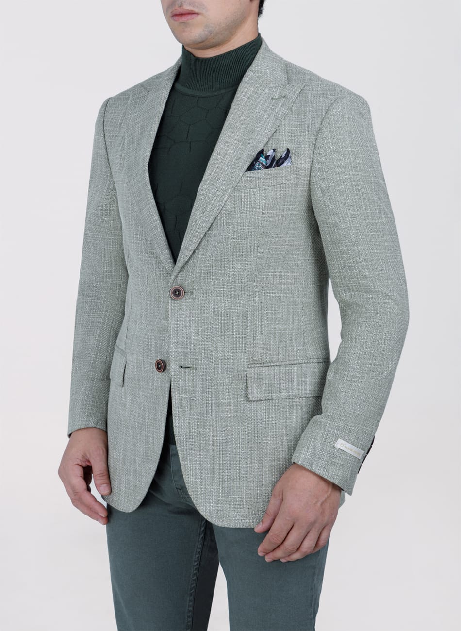 HERRINGBONE PEAK LAPEL  JACKET