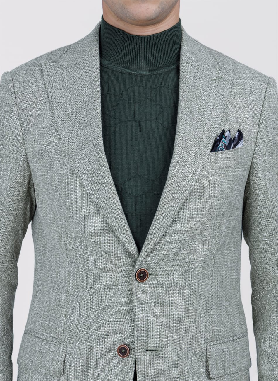 HERRINGBONE PEAK LAPEL  JACKET
