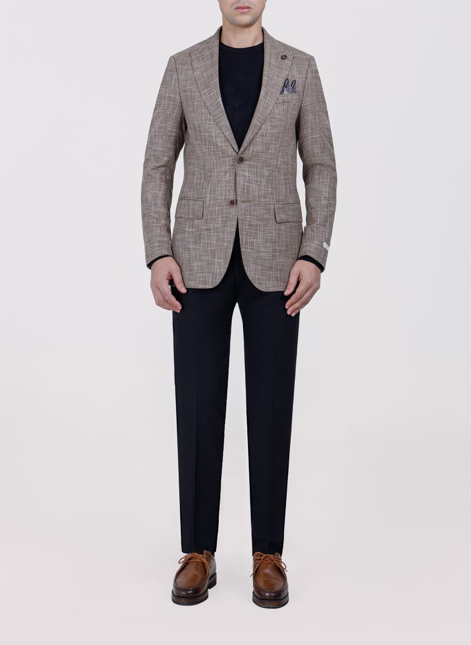 HERRINGBONE PEAK LAPEL  JACKET