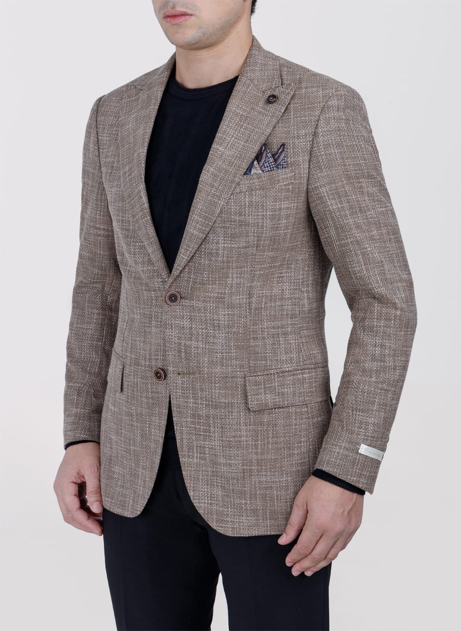 HERRINGBONE PEAK LAPEL  JACKET