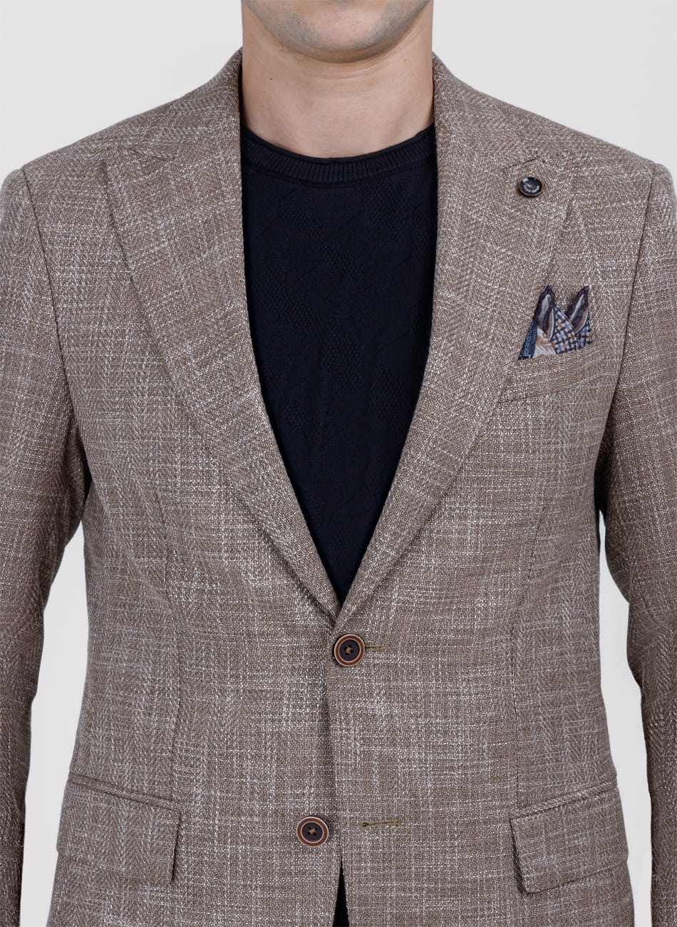 HERRINGBONE PEAK LAPEL  JACKET