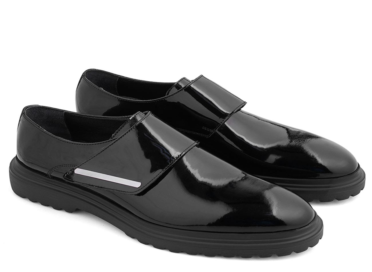 Genuine Leather Plain Toe Monk Strap