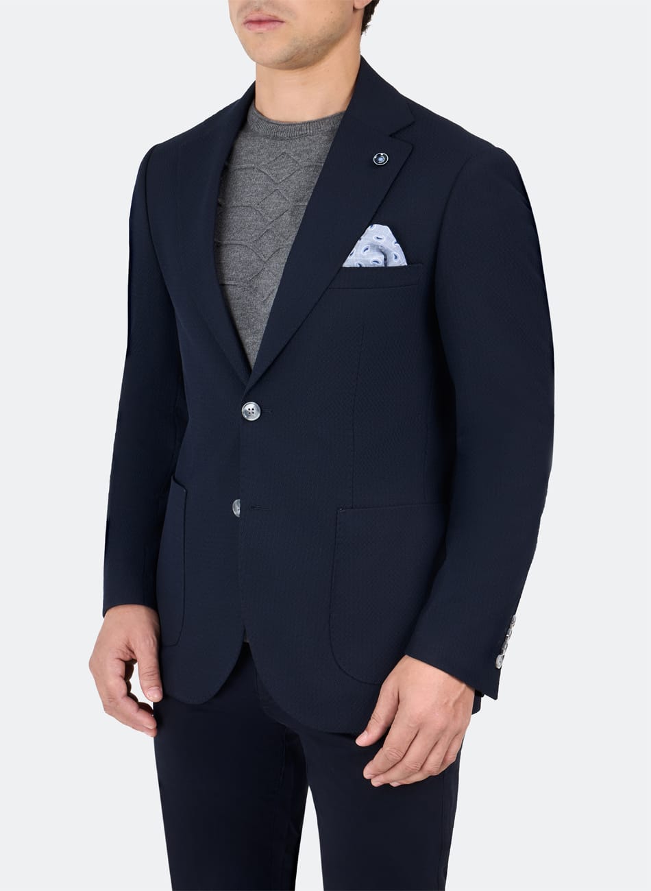 Herringbone peak lapel jacket
