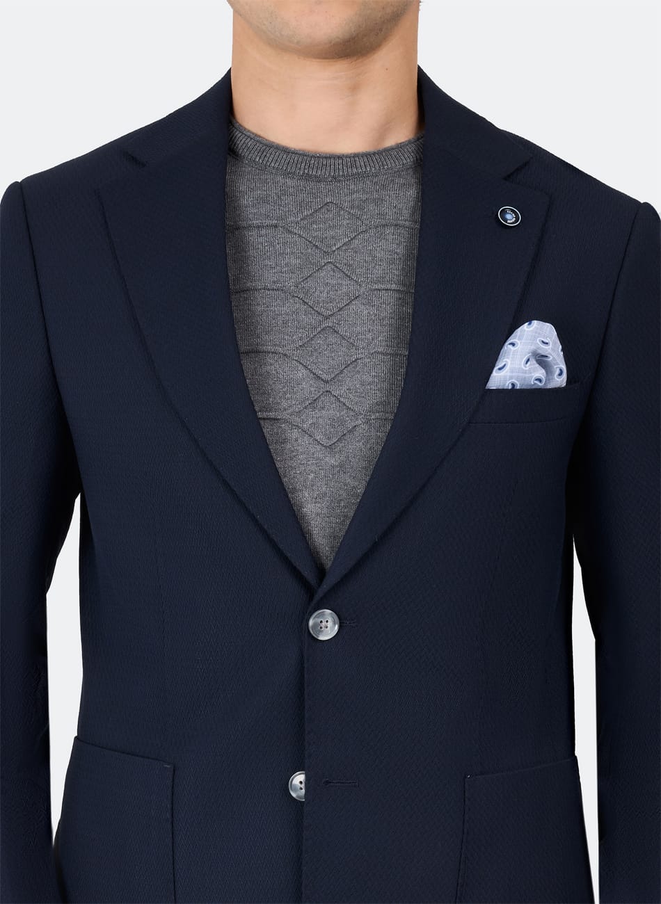 Herringbone peak lapel jacket
