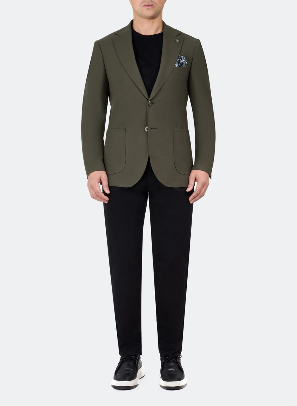 Herringbone peak lapel jacket