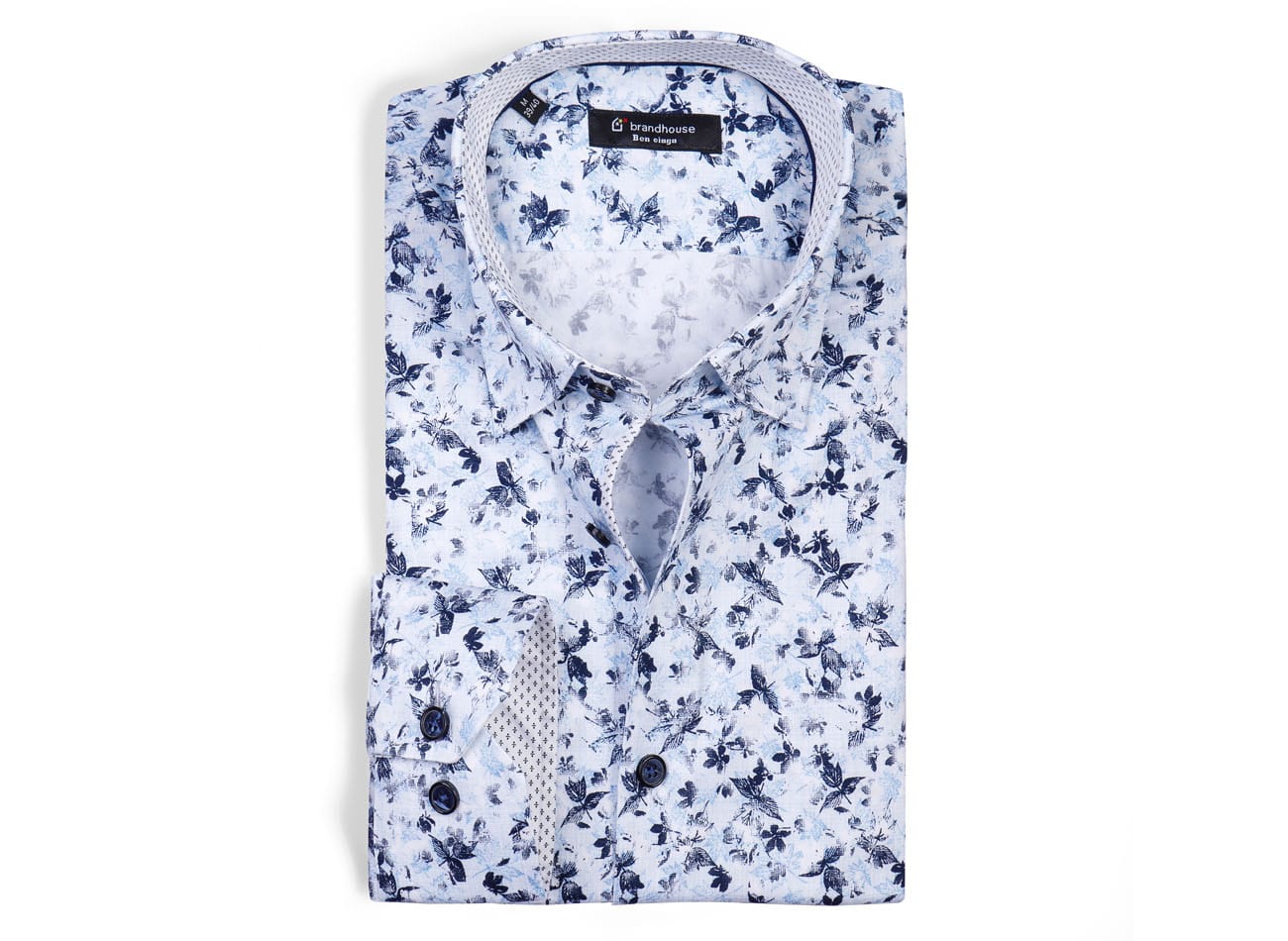floral  leaf pattern Poplin Shirt