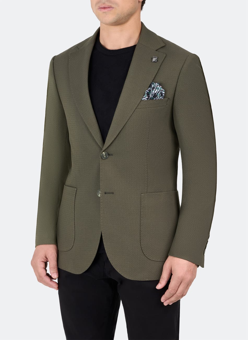 Herringbone peak lapel jacket