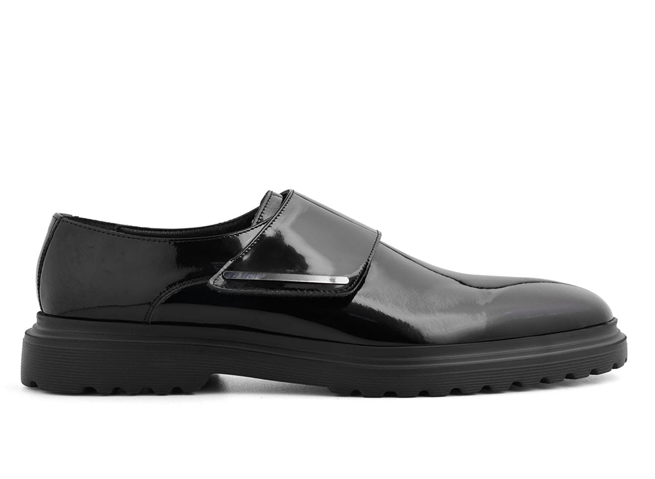 Genuine Leather Plain Toe Monk Strap