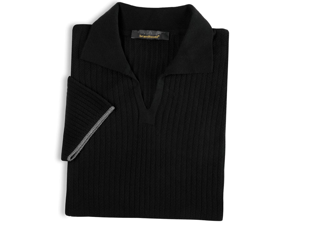 Image of Stripe Knit Polo T-Shirt