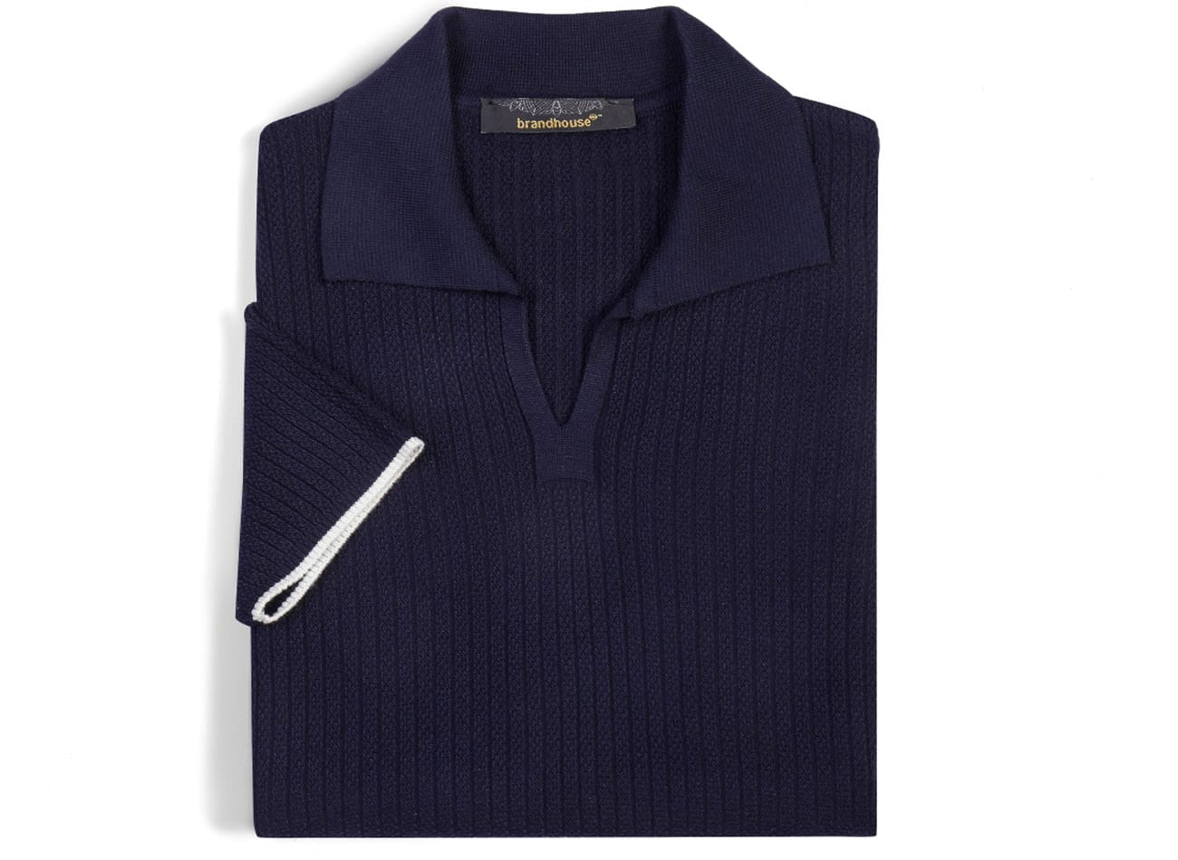 Image of Stripe Knit Polo T-Shirt