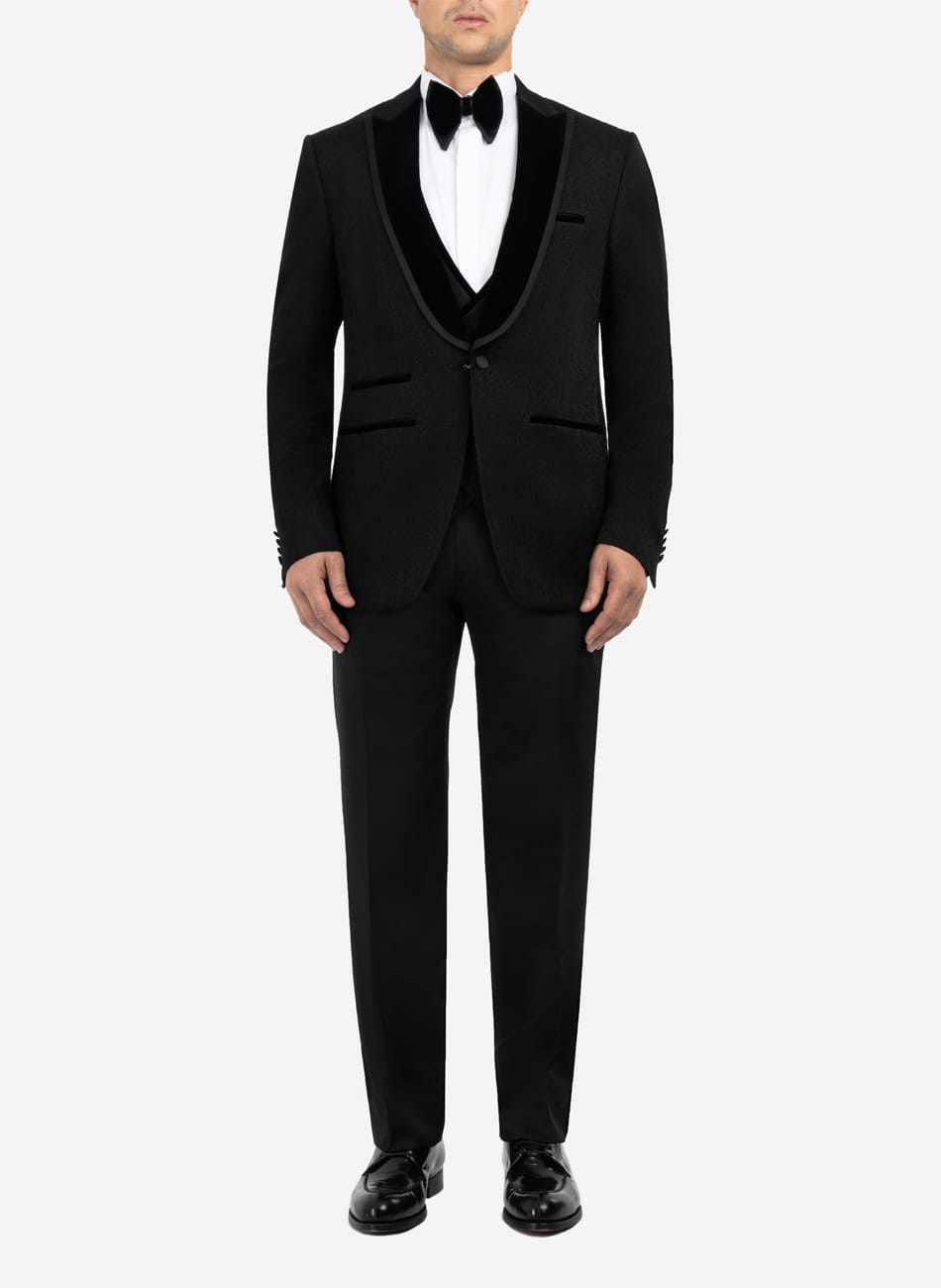 KNOTTED PATTERN PEAK LAPEL SUIT