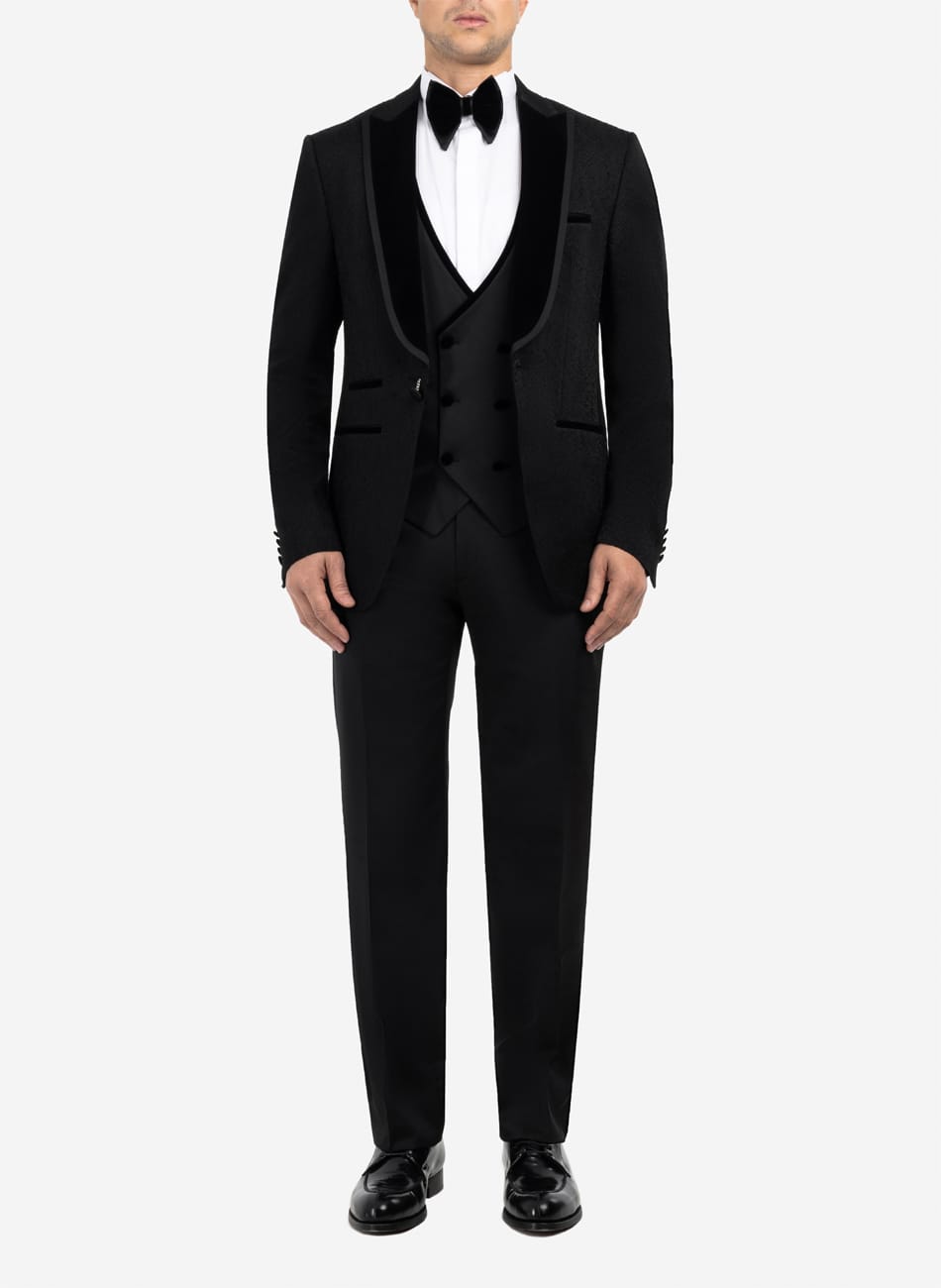 Image of KNOTTED PATTERN PEAK LAPEL SUIT