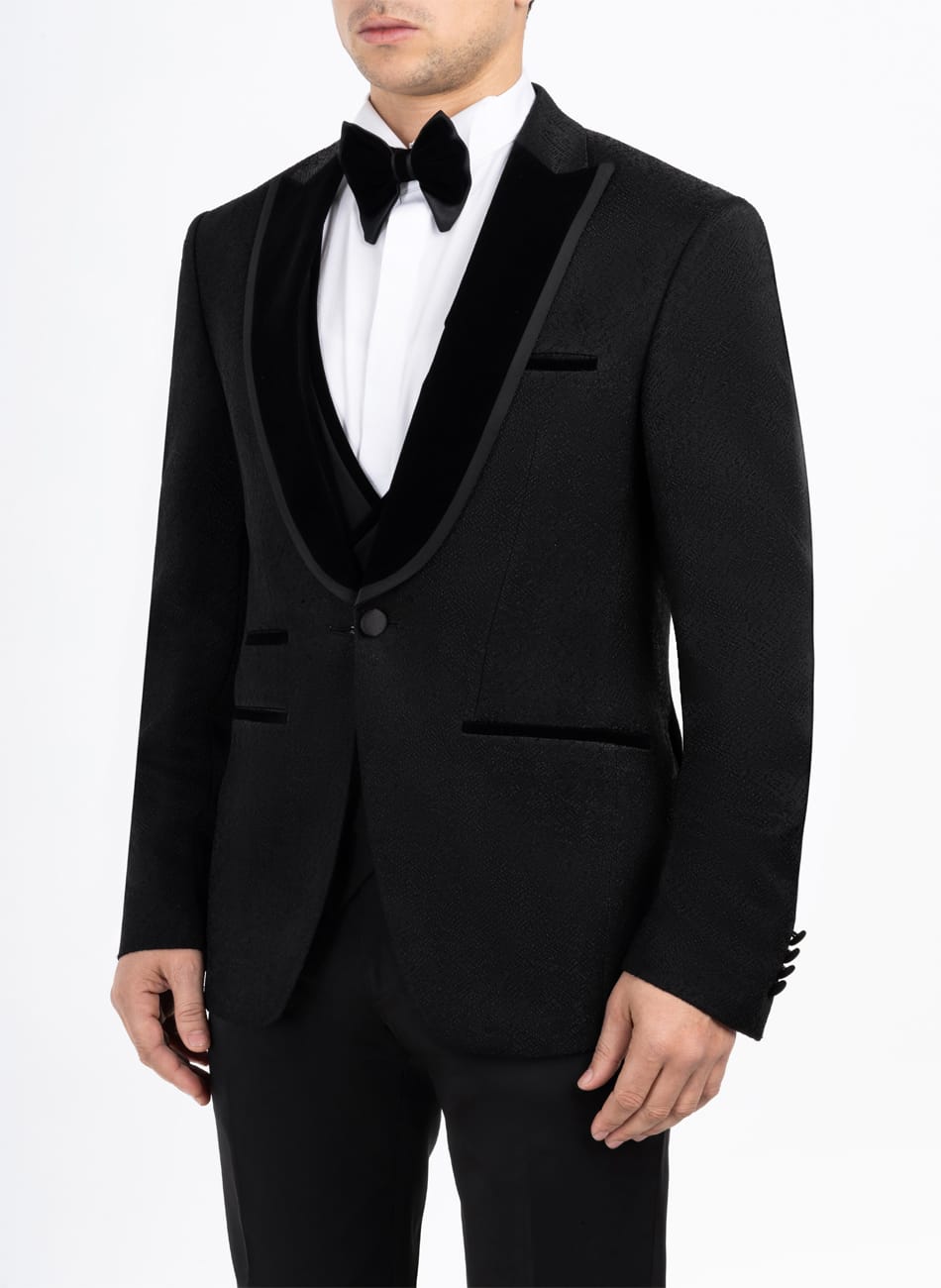 Image of KNOTTED PATTERN PEAK LAPEL SUIT