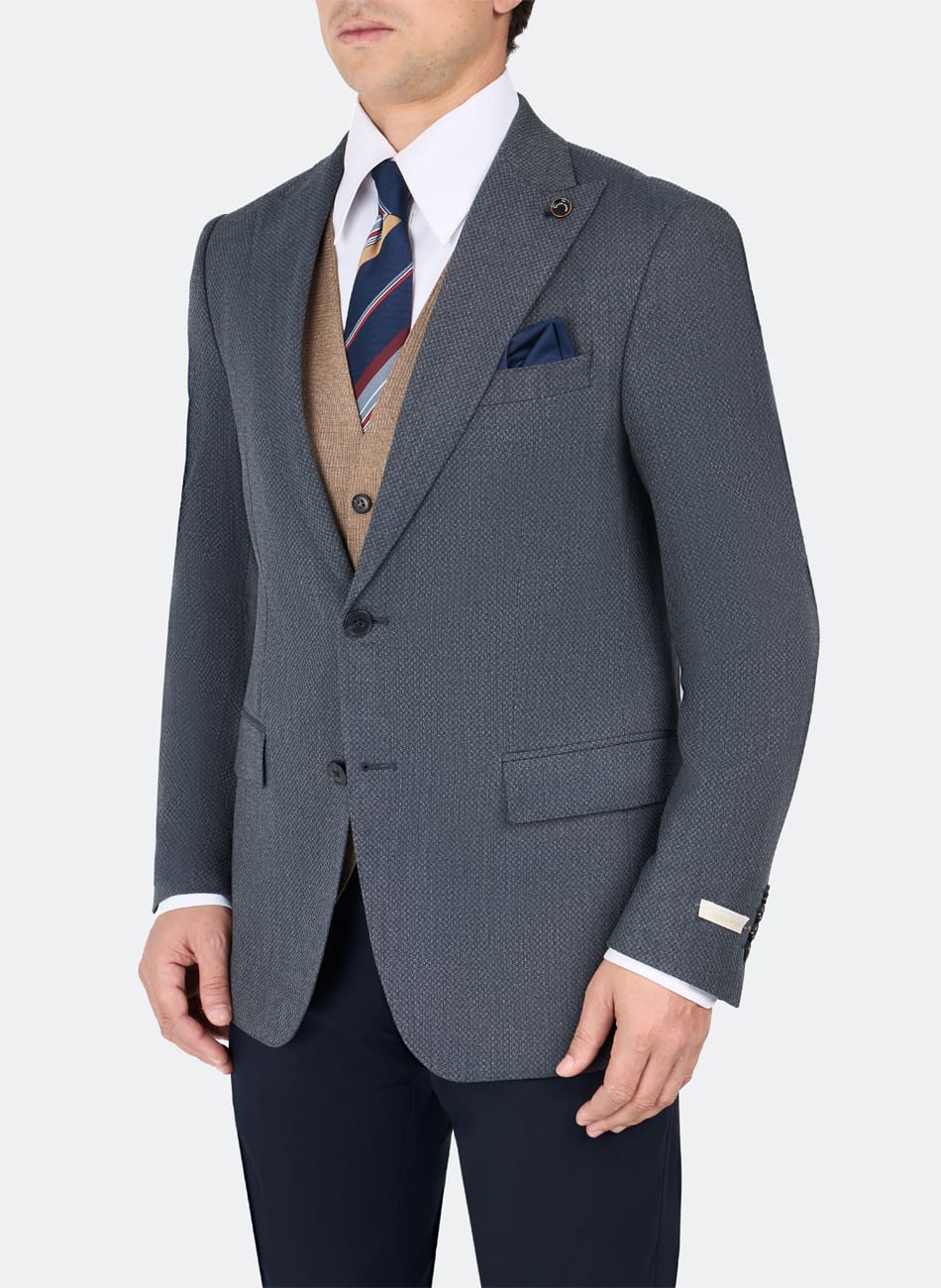 HOPSACK PEAK LAPEL SUIT