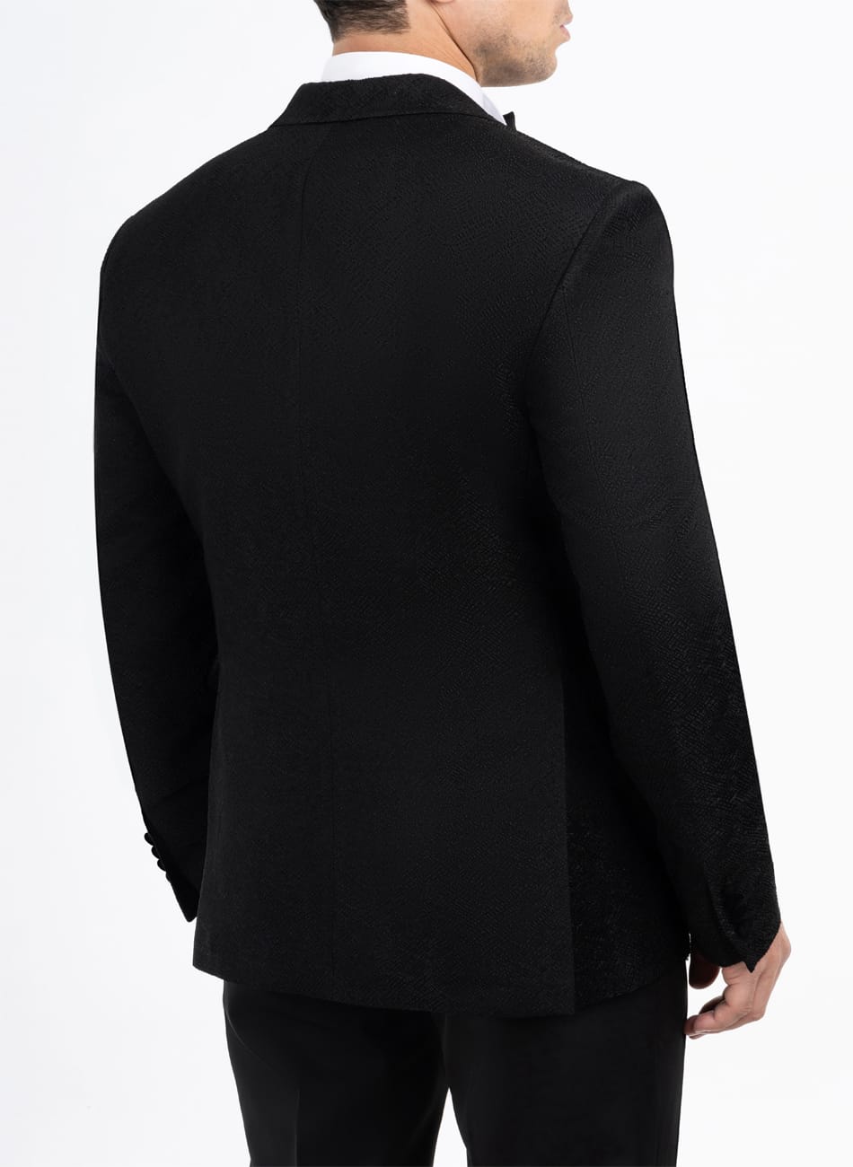 Image of KNOTTED PATTERN PEAK LAPEL SUIT