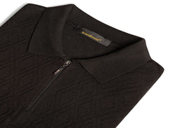 Image of Textured Half zipper Knit Polo