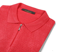 Image of Textured Half zipper Knit Polo