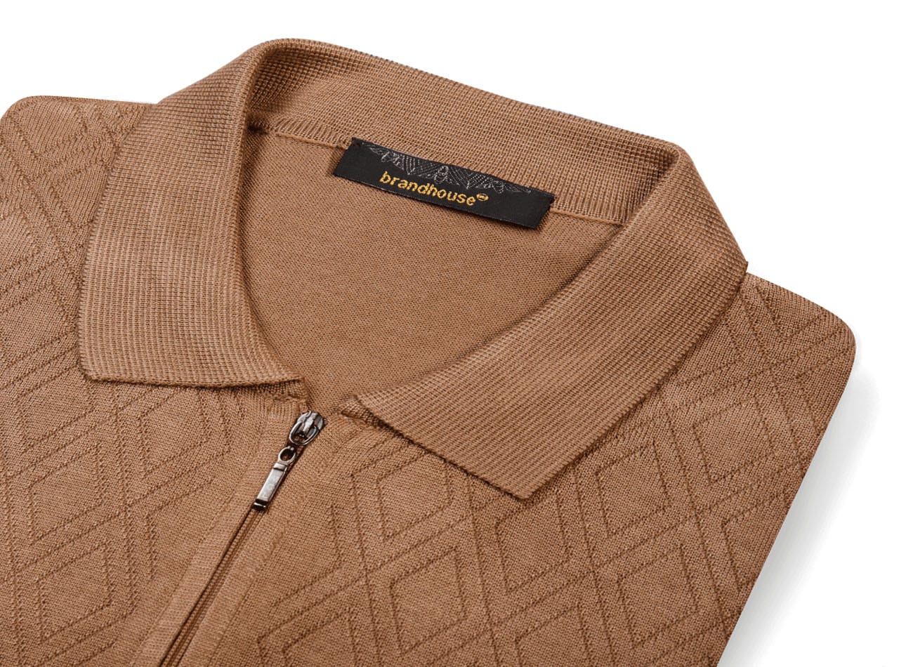 Textured Half zipper Knit Polo