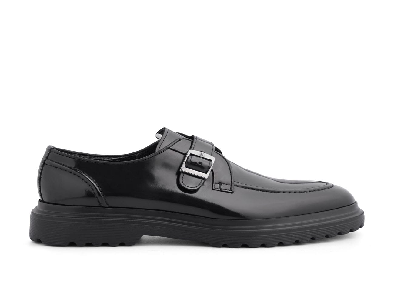 Genuine Leather Moc Toe Monk Strap