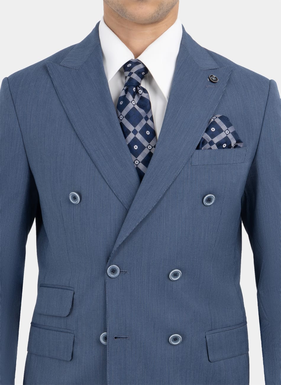 STRIPED PEAK LAPEL SUIT
