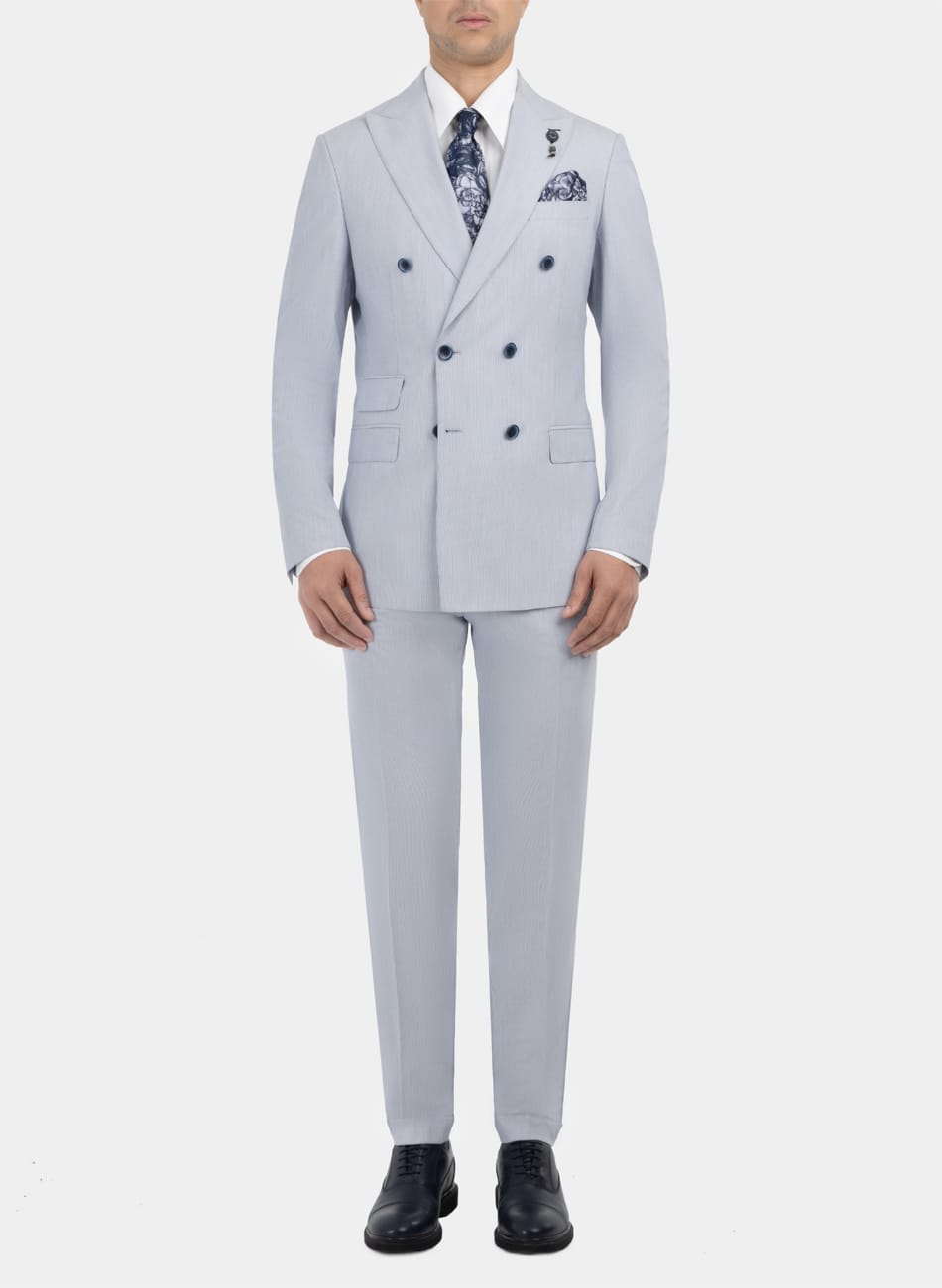 STRIPED PEAK LAPEL SUIT
