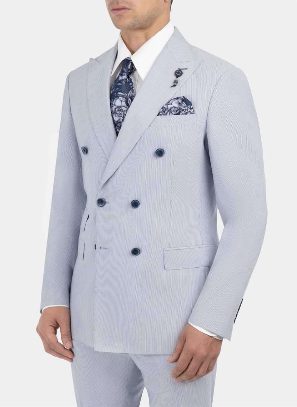 STRIPED PEAK LAPEL SUIT